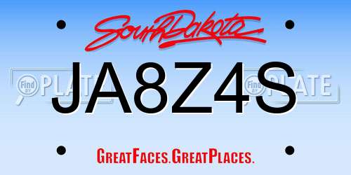JA8Z4S South Dakota License Plate