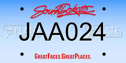JAA024 South Dakota License Plate