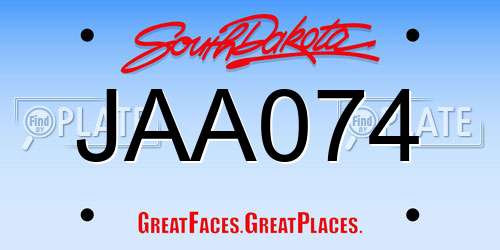 JAA074 South Dakota License Plate