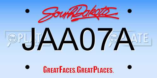 JAA07A South Dakota License Plate