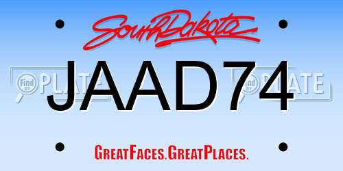JAAD74 South Dakota License Plate