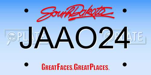 JAAO24 South Dakota License Plate