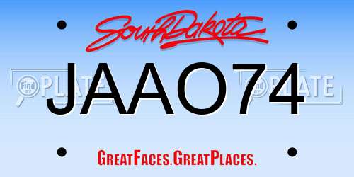 JAAO74 South Dakota License Plate