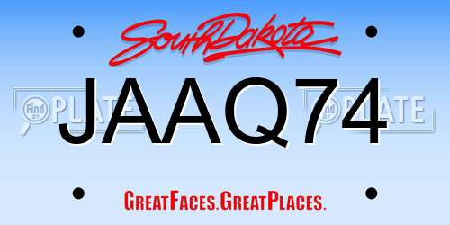 JAAQ74 South Dakota License Plate