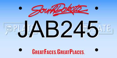 JAB245 South Dakota License Plate