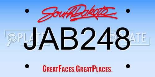 JAB248 South Dakota License Plate