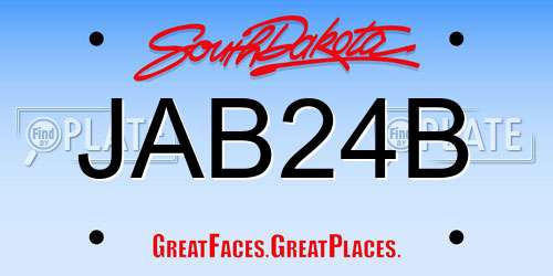 JAB24B South Dakota License Plate