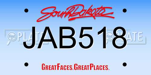 JAB518 South Dakota License Plate