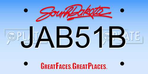 JAB51B South Dakota License Plate