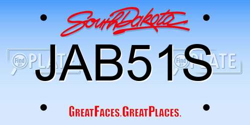 JAB51S South Dakota License Plate
