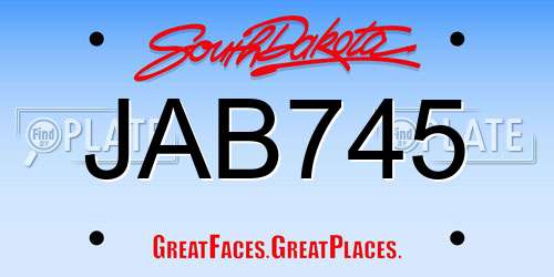 JAB745 South Dakota License Plate