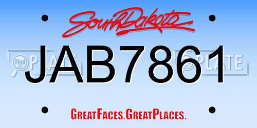 JAB7861 South Dakota License Plate