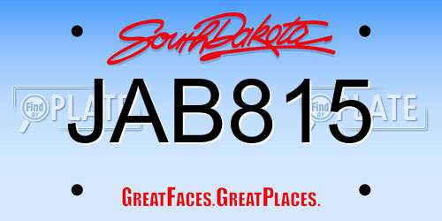JAB815 South Dakota License Plate