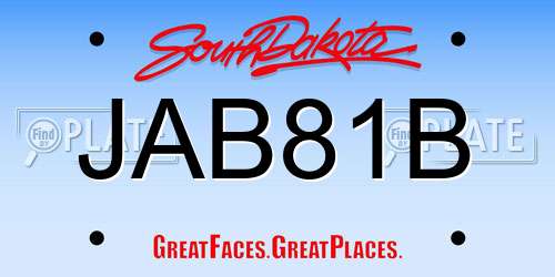 JAB81B South Dakota License Plate