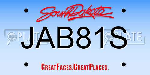 JAB81S South Dakota License Plate