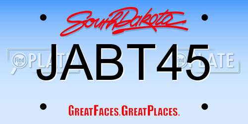 JABT45 South Dakota License Plate
