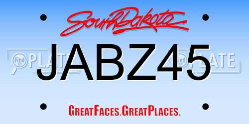 JABZ45 South Dakota License Plate