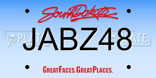 JABZ48 South Dakota License Plate
