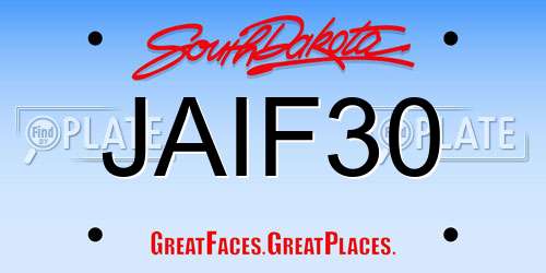 JAIF30 South Dakota License Plate