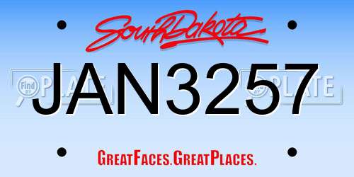 JAN3257 South Dakota License Plate