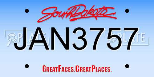 JAN3757 South Dakota License Plate