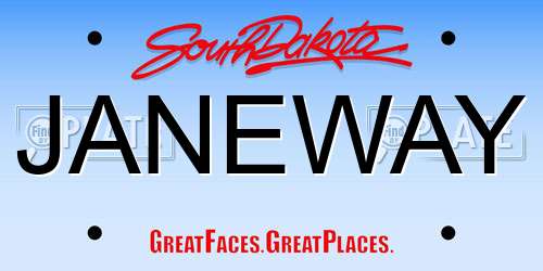 JANEWAY South Dakota License Plate