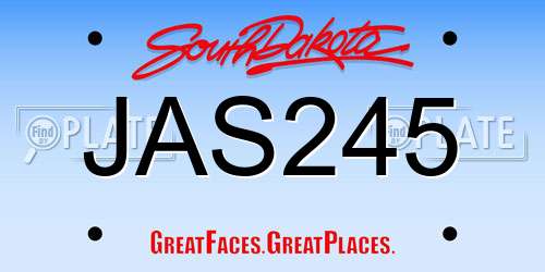 JAS245 South Dakota License Plate