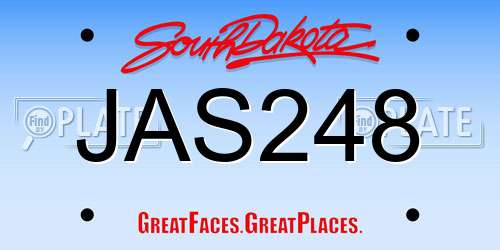 JAS248 South Dakota License Plate