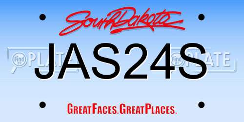 JAS24S South Dakota License Plate