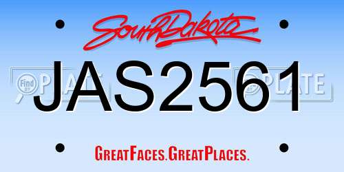 JAS2561 South Dakota License Plate