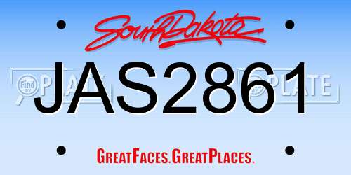 JAS2861 South Dakota License Plate