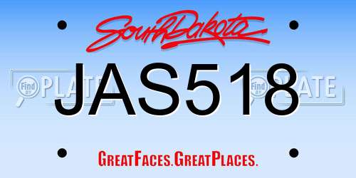 JAS518 South Dakota License Plate
