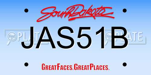 JAS51B South Dakota License Plate