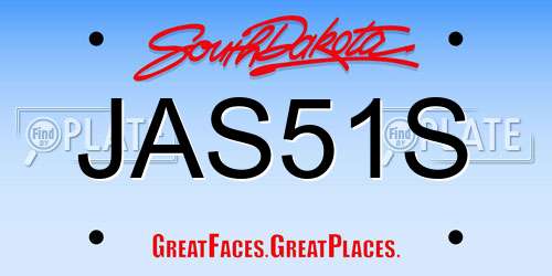 JAS51S South Dakota License Plate