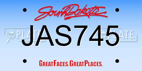 JAS745 South Dakota License Plate