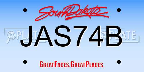 JAS74B South Dakota License Plate