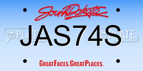 JAS74S South Dakota License Plate