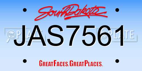 JAS7561 South Dakota License Plate