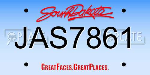 JAS7861 South Dakota License Plate
