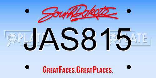 JAS815 South Dakota License Plate