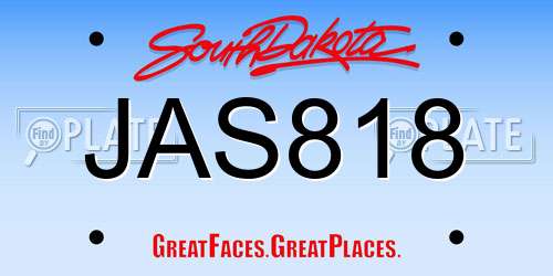 JAS818 South Dakota License Plate