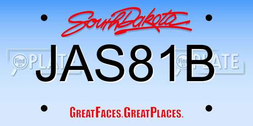 JAS81B South Dakota License Plate
