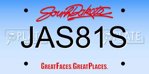 JAS81S South Dakota License Plate