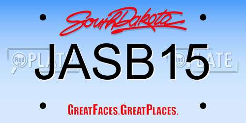JASB15 South Dakota License Plate
