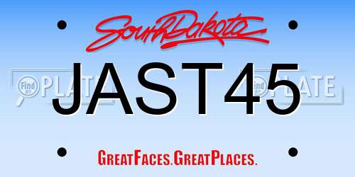 JAST45 South Dakota License Plate