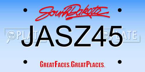 JASZ45 South Dakota License Plate