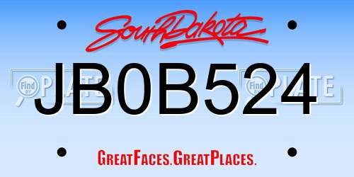 JB0B524 South Dakota License Plate