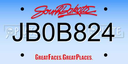 JB0B824 South Dakota License Plate