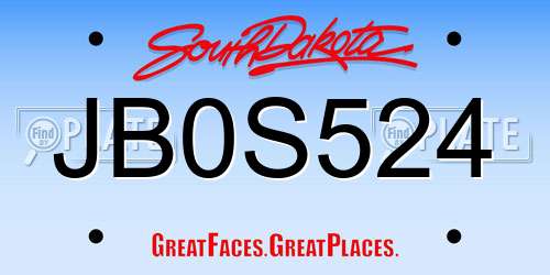 JB0S524 South Dakota License Plate