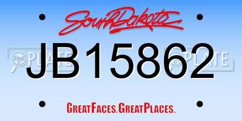 JB15862 South Dakota License Plate
